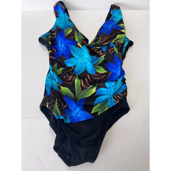 Great Lengths Women's Swimwear Black & Floral Print Size 10 - Picture 1 of 5